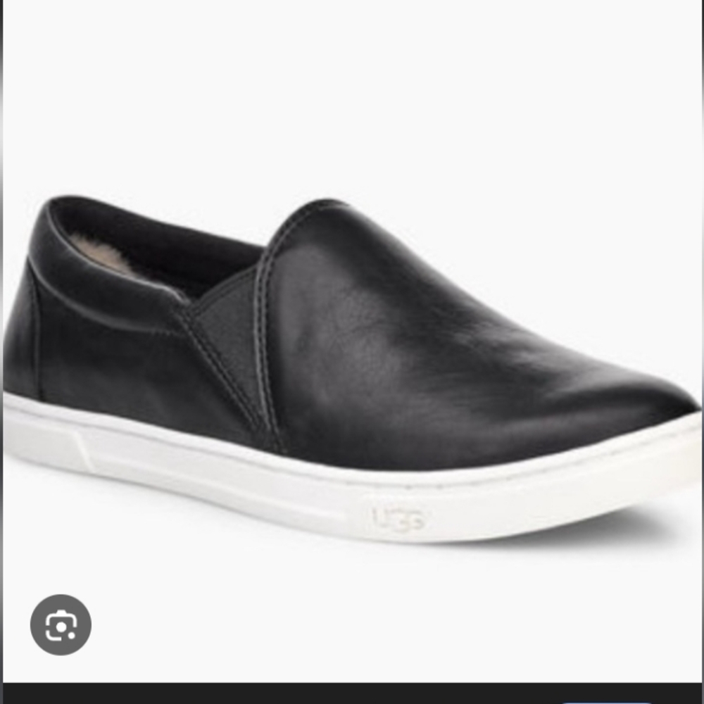 UGG Black Leather  Slip-On Loafers
